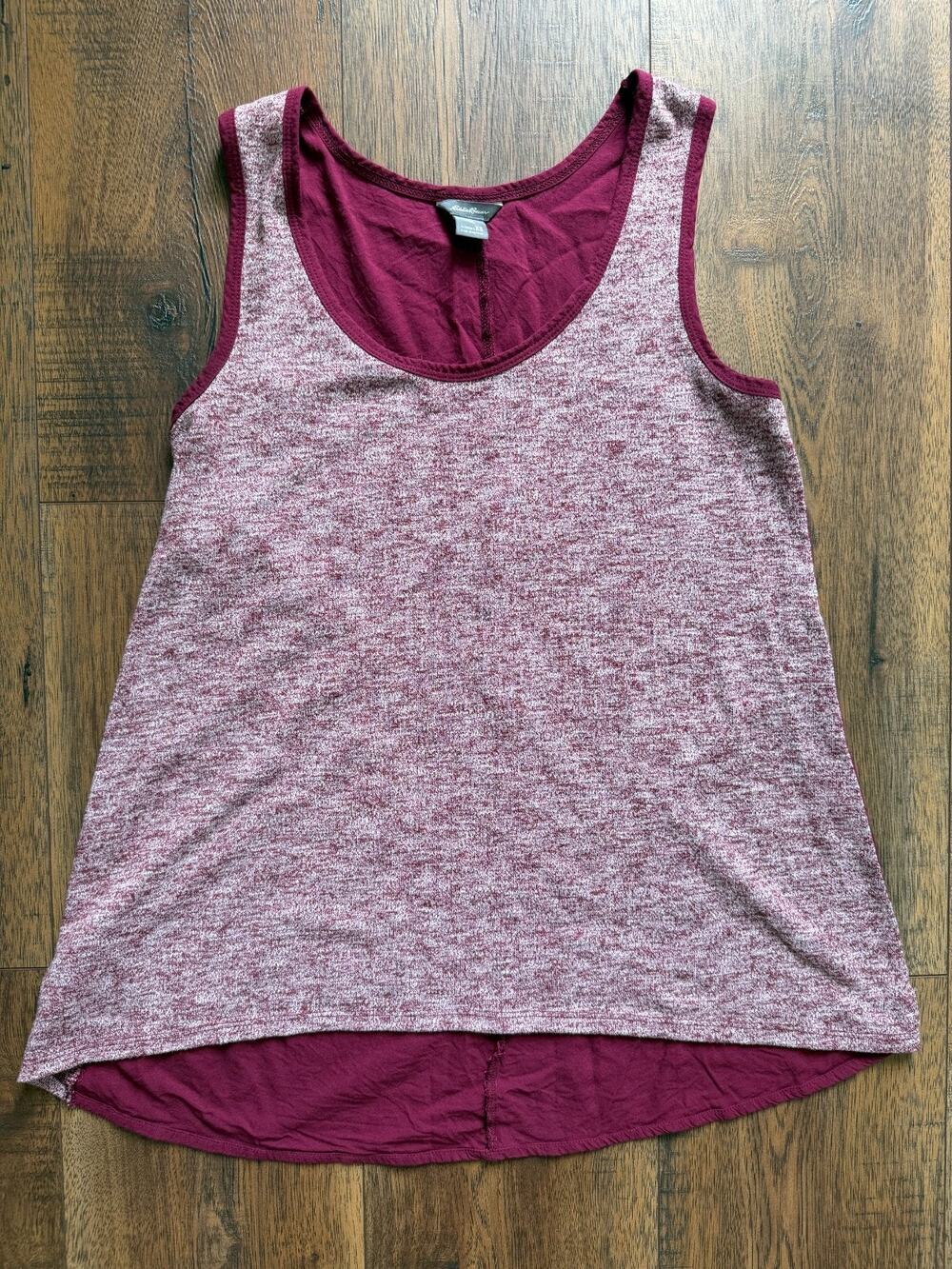 Eddie Bauer Casual Lightweight Burgundy Marled Mixed Media Workout Tank XS